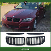 Front Bumper Kidney Racing Grille for BMW 3 Series E90 E91 2005-2008 325i 320i 330i 335i Car Double Line Sport Grill Glossy Black Cover