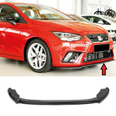 Front Bumper Lip Splitter for Seat Ibiza MK5 KJ 2017-2021, ABS Plastic Piano Black Vacuum Car Tuning Body Part Body Kit