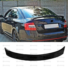 Rear Trunk Spoiler For Skoda Octavia Mk3 RS Style 13-20 FL Piano Black ABS Plastic