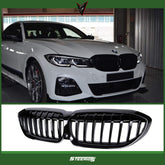 Front Bumper Kidney Racing Grille for BMW 3 Series G20/G21 2018-2021 Car Double Line Sport Grill Glossy Black Cover