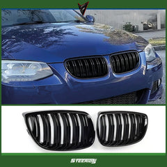 Front Bumper Kidney Racing Grille for BMW 5 Series E92 E93 2006-2009 Car Double Line Sport Grill Glossy Black Cover