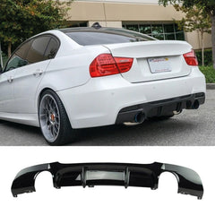 Rear Diffuser for BMW E90 M Technic 2004-2011 M Performance Diffuser R+L Single Output Piano Black Vacuum Plastic Car Styling Diffuser Rear Body Kit
