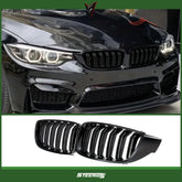 Front Bumper Kidney Racing Grille for BMW 4 Series F32 F33 F36 F80 F82 F83 2012-2018 2pcs 420d Car Double Line Sport Grill Glossy Black Cover