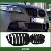 Front Bumper Kidney Racing Grille for BMW 5 Series F10 F11 F18 520d 530d 540i 2010-2017 Car Double Line Sport Grill Glossy Black Cover