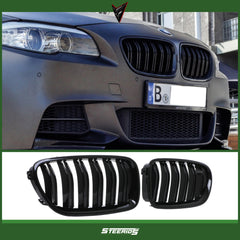 Front Bumper Kidney Racing Grille for BMW 5 Series F10 F11 F18 520d 530d 540i 2010-2017 Car Double Line Sport Grill Glossy Black Cover