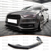 Front Bumper Lip Splitter for Audi A4 B8 B8.5 S4 FL S-Line Max V3 2012-2015, ABS Plastic Piano Black Vacuum Car Tuning Body Part Body Kit