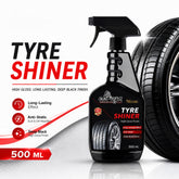 Car Care Tyre Shiner 500ML – High Gloss Long Lasting Tire Shine Spray, Anti-Static Rubber & Plastic Dressing, Black Trim & Tyre Protectant