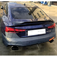 Rear Trunk Spoiler For Audi A5 B9 2016-2021 R Style Spoiler Piano Black ABS Plastic