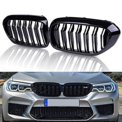 Front Bumper Kidney Racing Grille for BMW 5 Series G30 G31 G38 F90 M5 17-19 Car Double Line Sport Grill Glossy Black Cover
