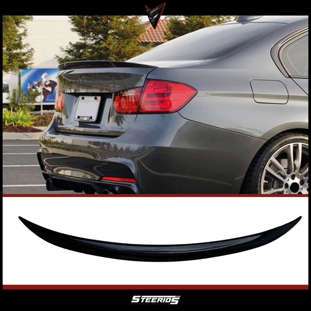 Rear Spoiler For BMW 3 Series F30 F80 2012-2018 M Performance Style Piano Black ABS Plastic