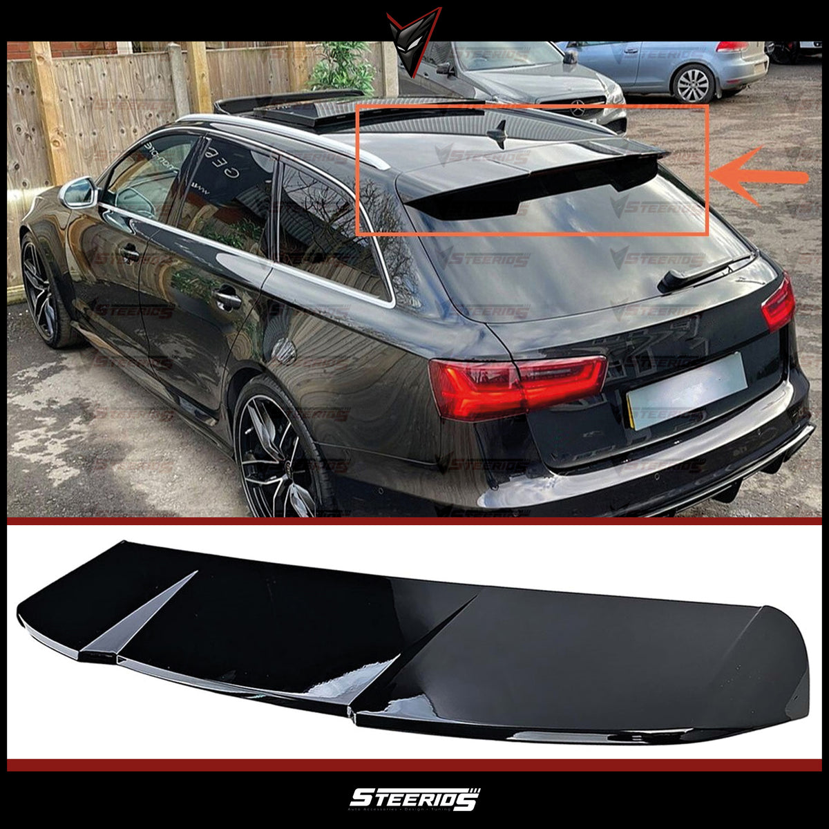 Rear Spoiler For Audi A6 Avant C7 2011-2018 Piano Black ABS Plastic
