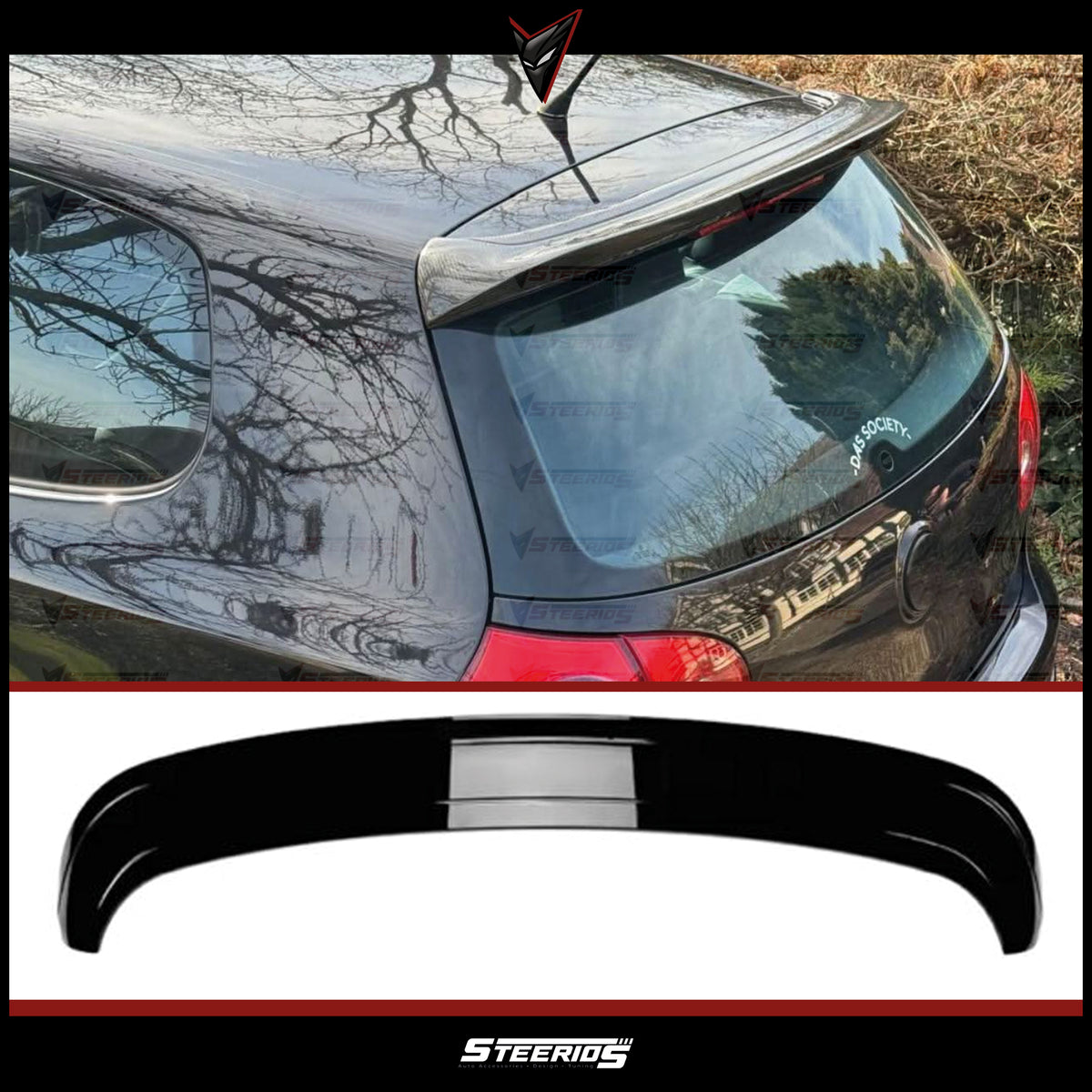 Rear Roof Spoiler For VW Golf 5 MK5 2003-2009  Piano Black ABS Plastic