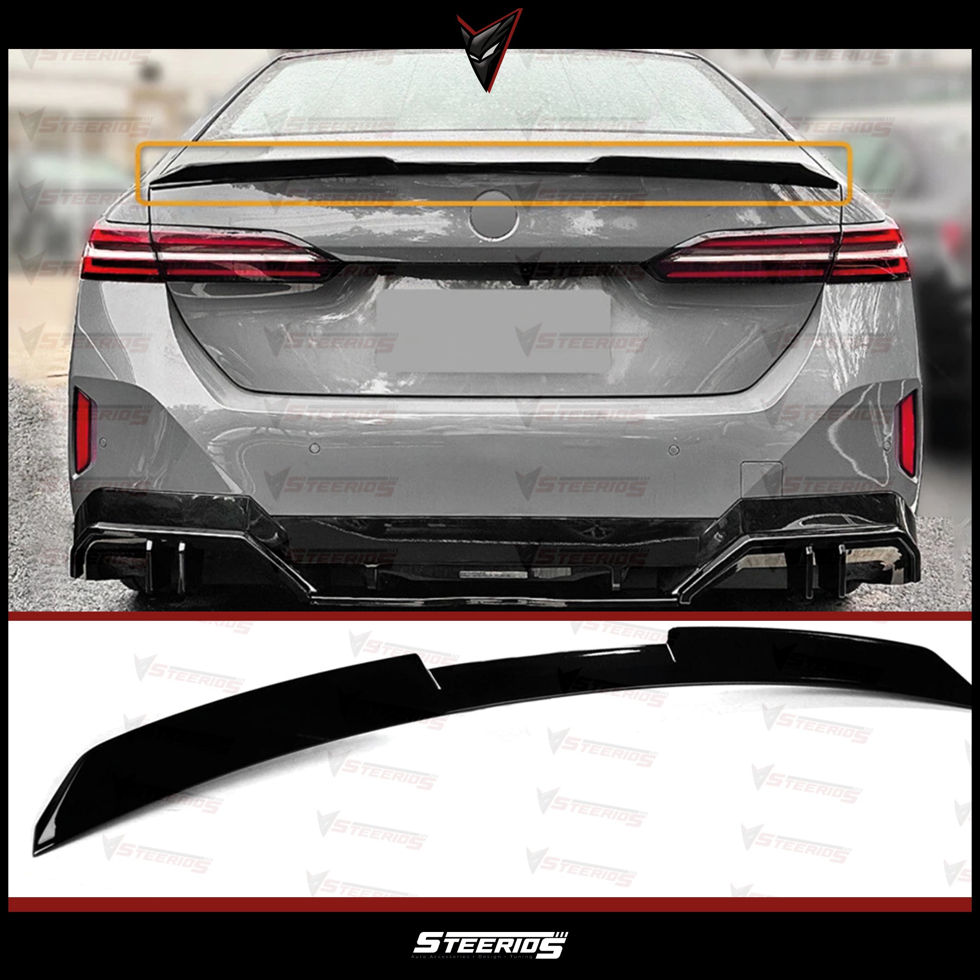 Rear Spoiler For BMW 5 Series G60 G68 2024+ M4 Style Piano Black ABS Plastic