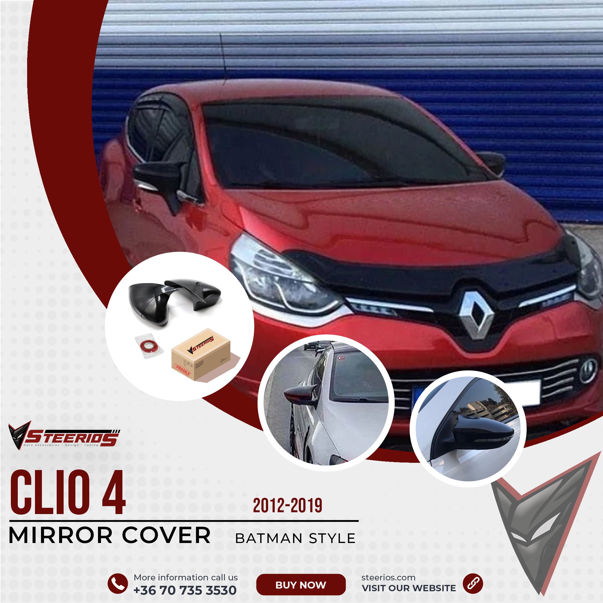 Mirror Cover for Renault Clio 4 MK4 2012-2019 Batman Model