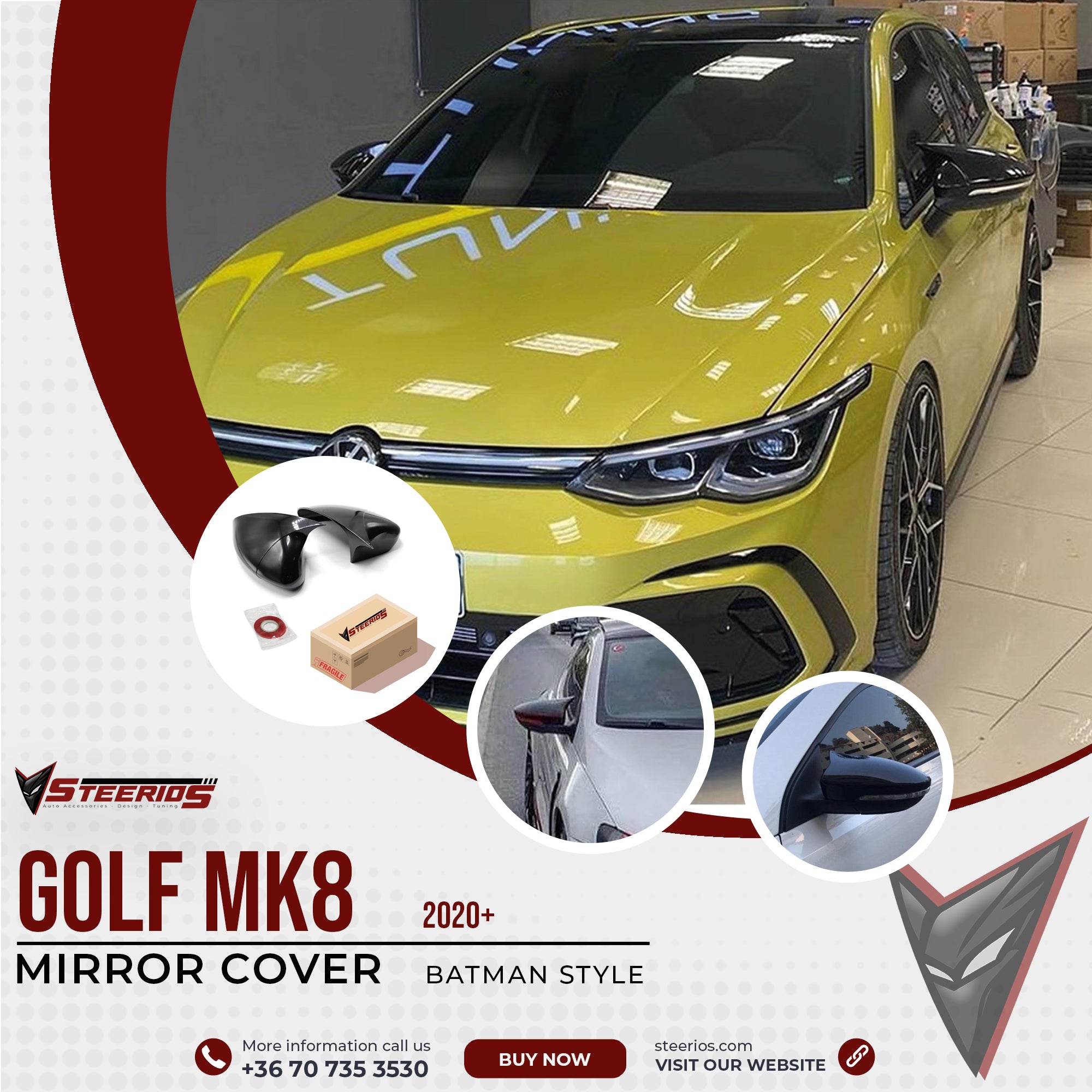 Mirror Cover for VW Golf MK8 2020+ Batman Model