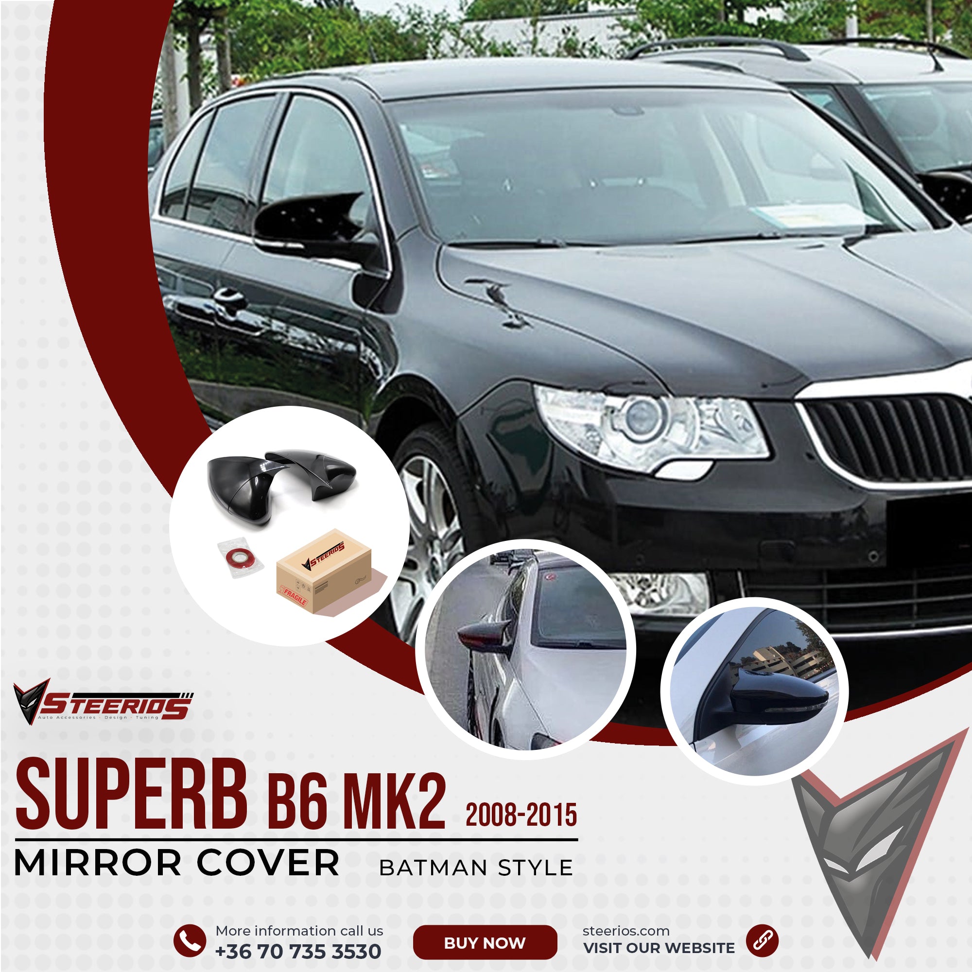 Mirror Cover for Skoda SuperB B6 MK2 2008-2015 Batman Model