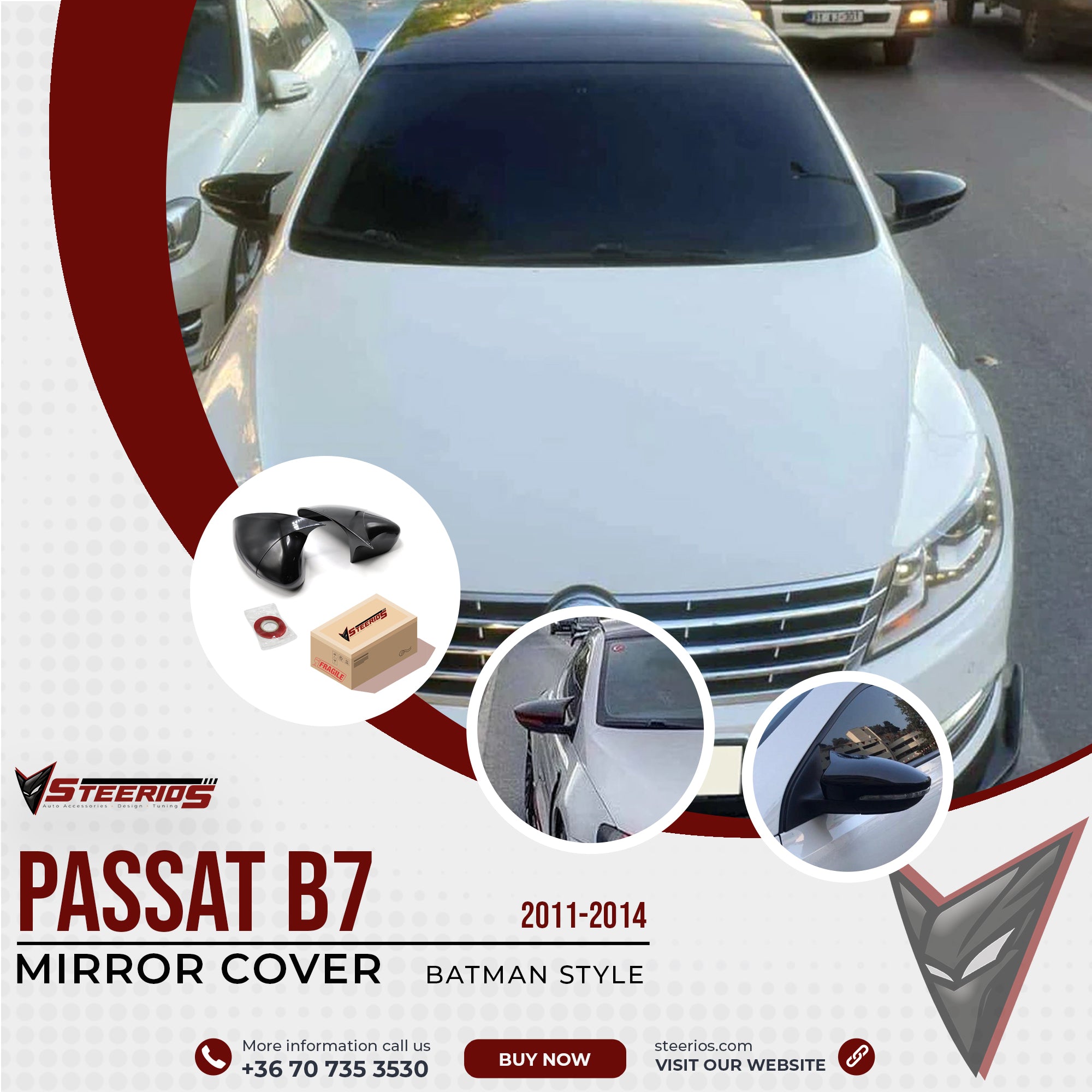 Mirror Cover for VW Passat B7 2011-2014 Batman Model