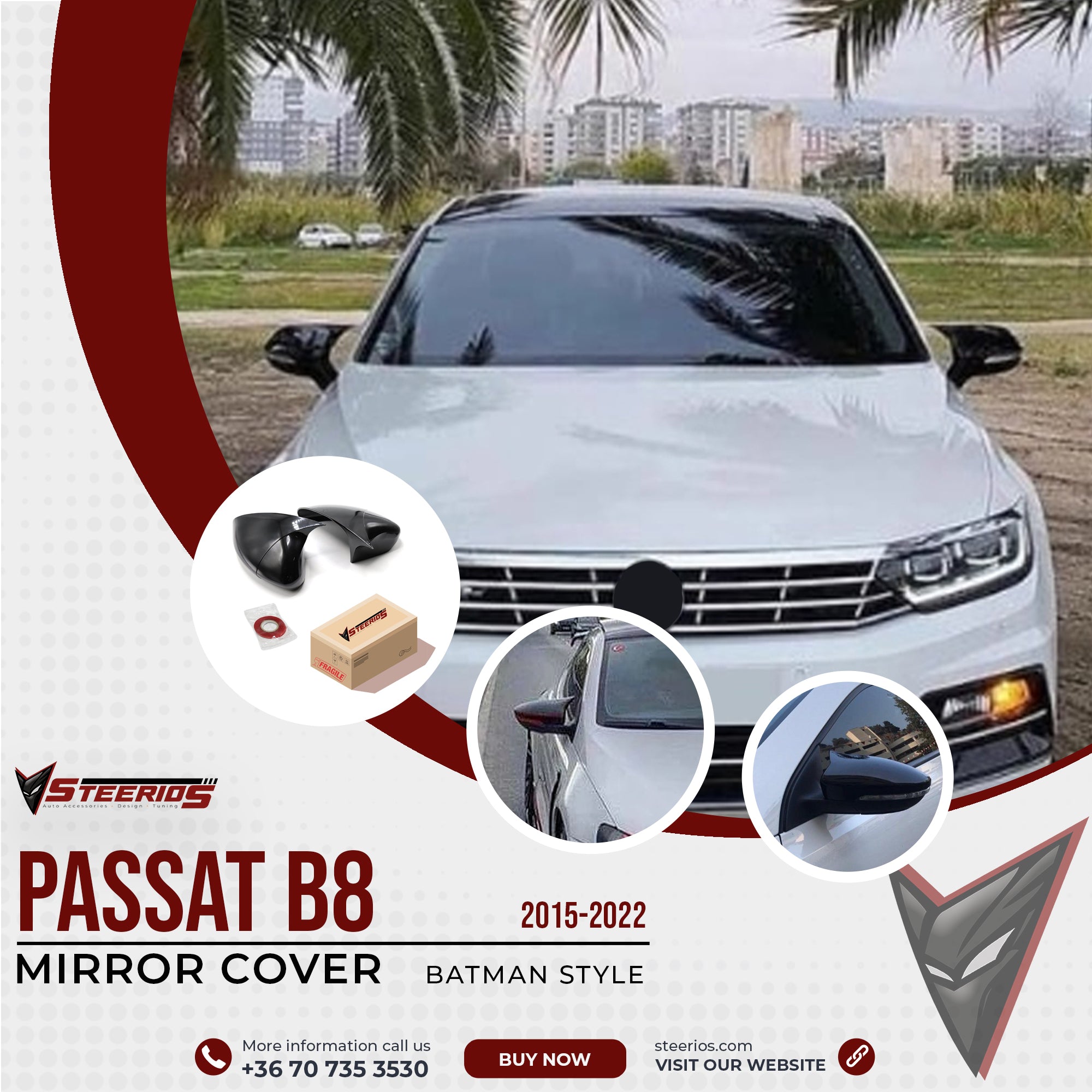Mirror Cover for VW Passat B8 2015-2022 Batman Model