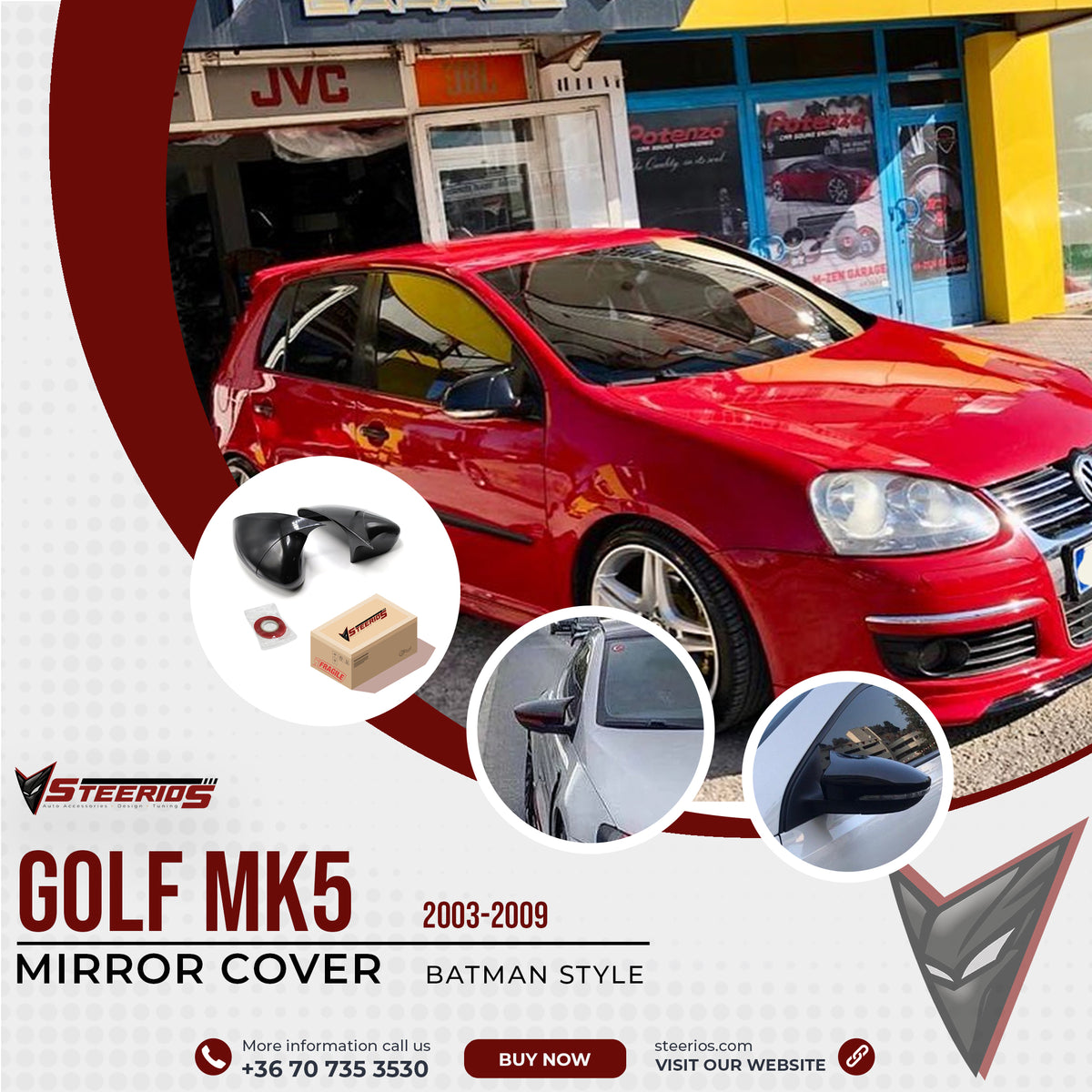 Mirror Cover for VW Golf MK5 2003-2009 Batman Model