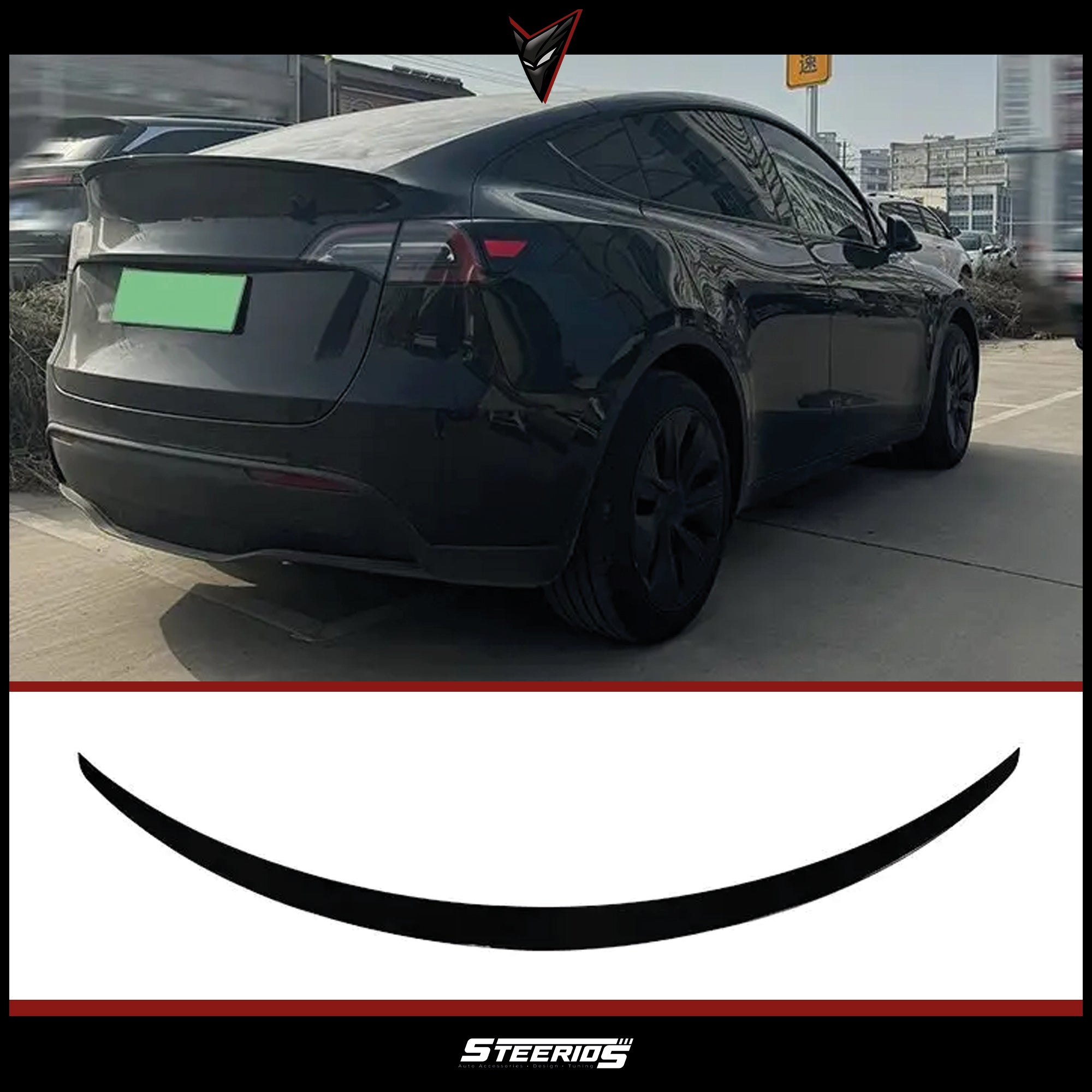 Rear Spoiler For Tesla Model Y 2019-2024 Piano Black ABS Plastic