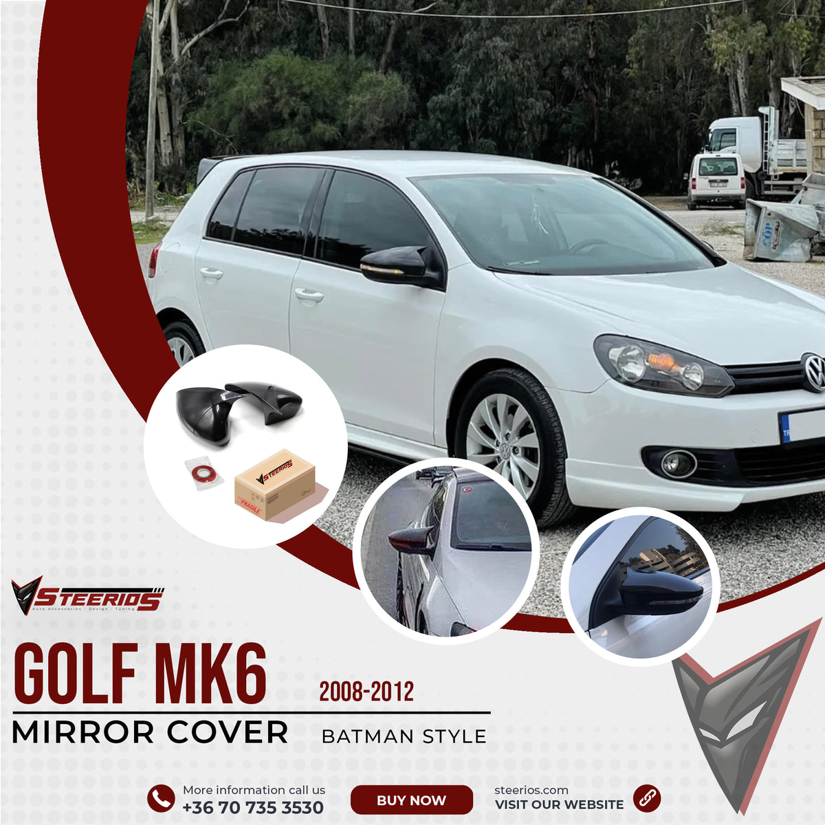 Mirror Cover for VW Golf MK6 2008-2012 Batman Model