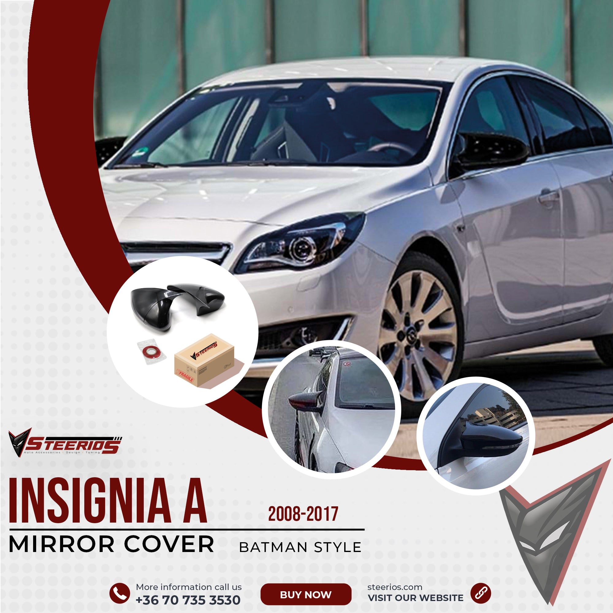 Mirror Cover for Opel Insignia A 2008-2017 Batman Model