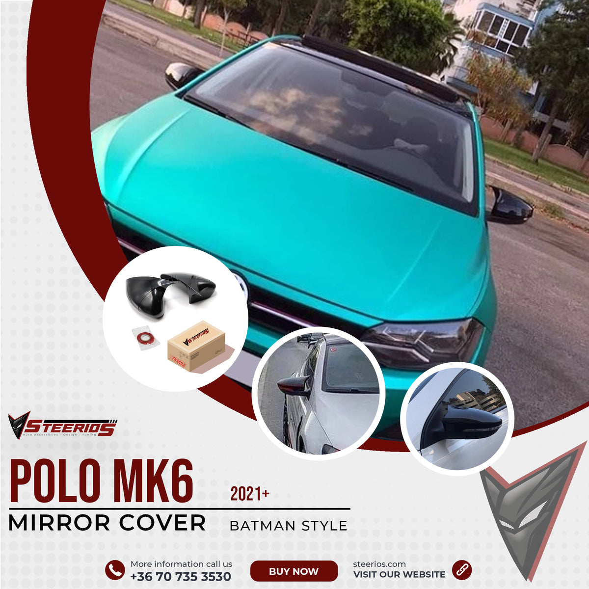 Mirror Cover for VW Polo MK6 2021+ Batman Model