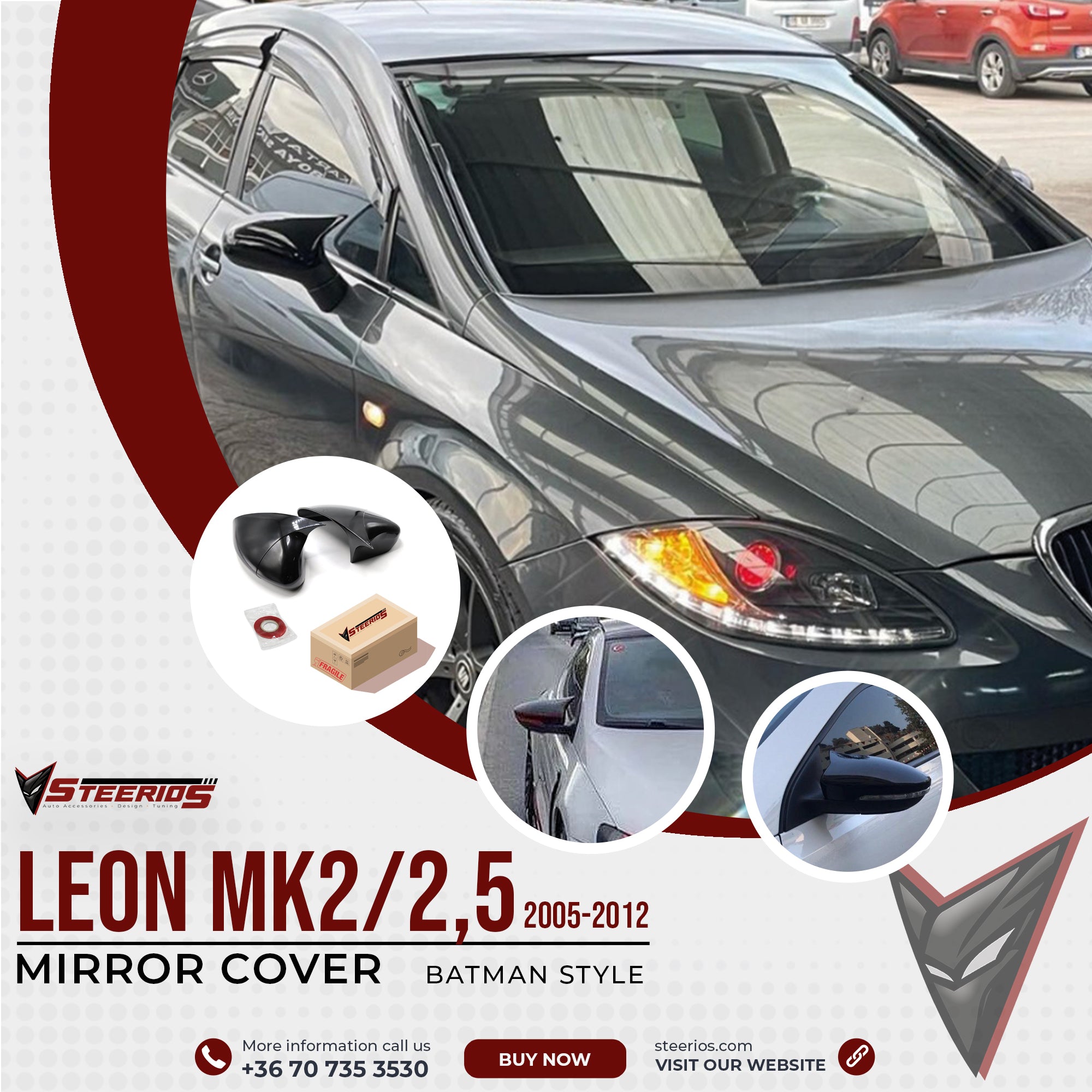 Mirror Cover for Seat Leon MK2 /MK2.5 FL 2005-2012 Batman Model