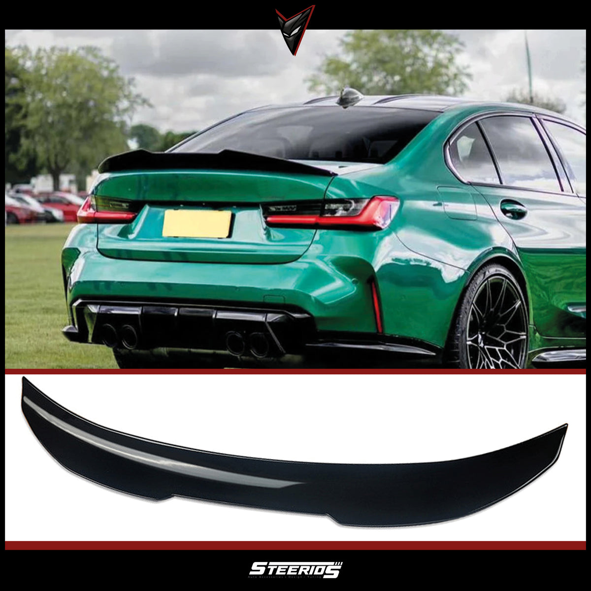 Rear Spoiler For BMW 2019-2024 G20 330i G80 M3 PSM Style Piano Black ABS Plastic