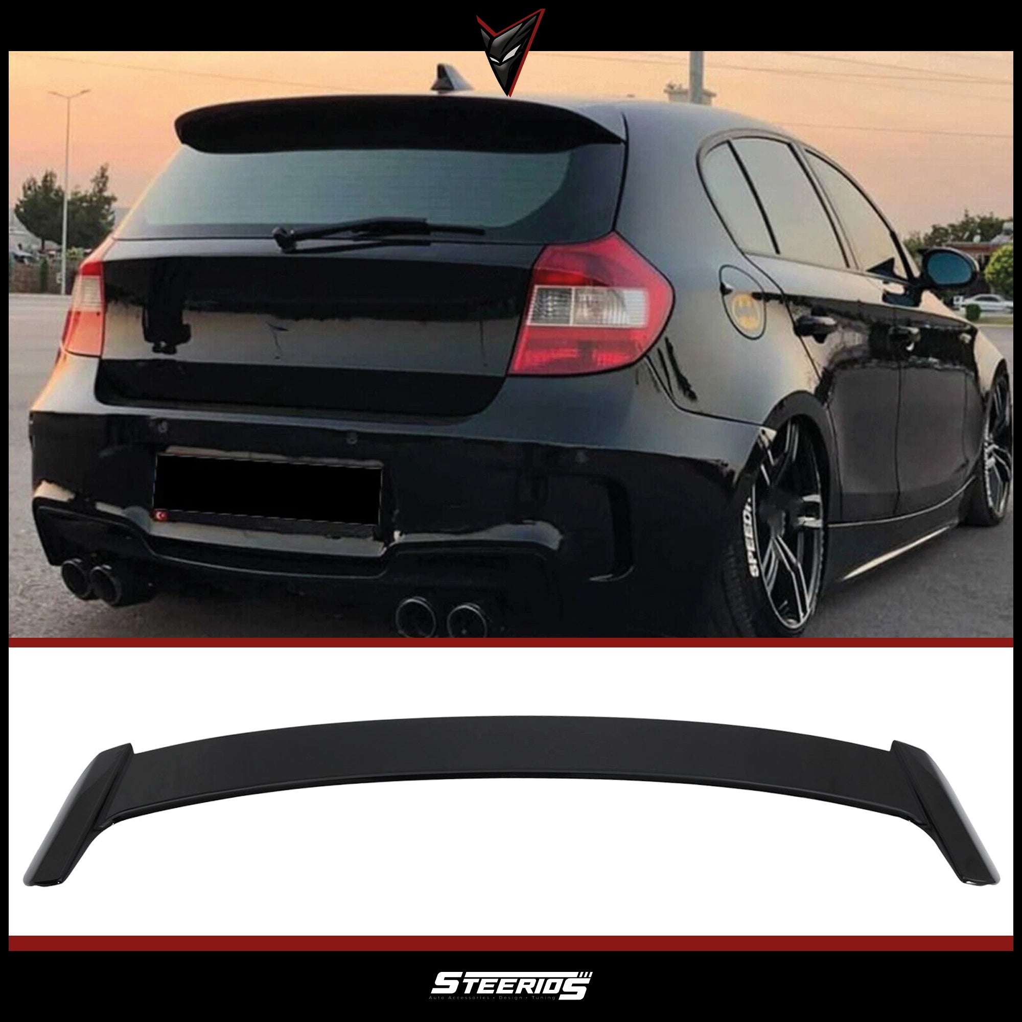 Rear Spoiler For BMW 1 Series E81 E87 2004-2011 118i 120i Piano Black ABS Plastic