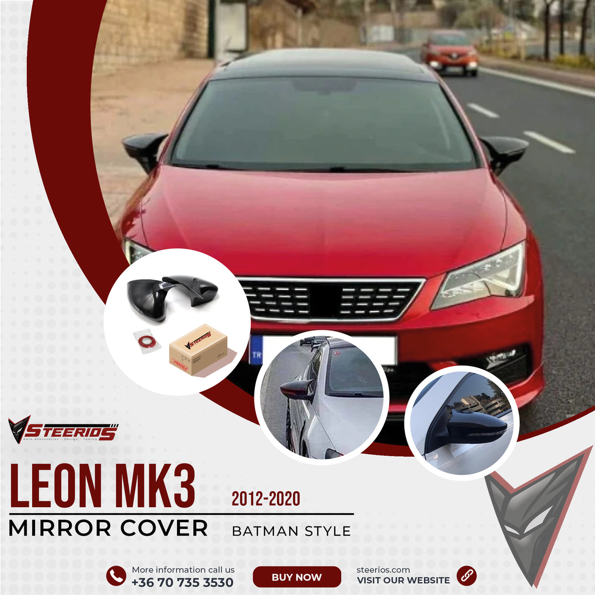 Mirror Cover for Seat Leon MK3 2012-2020 Batman Model