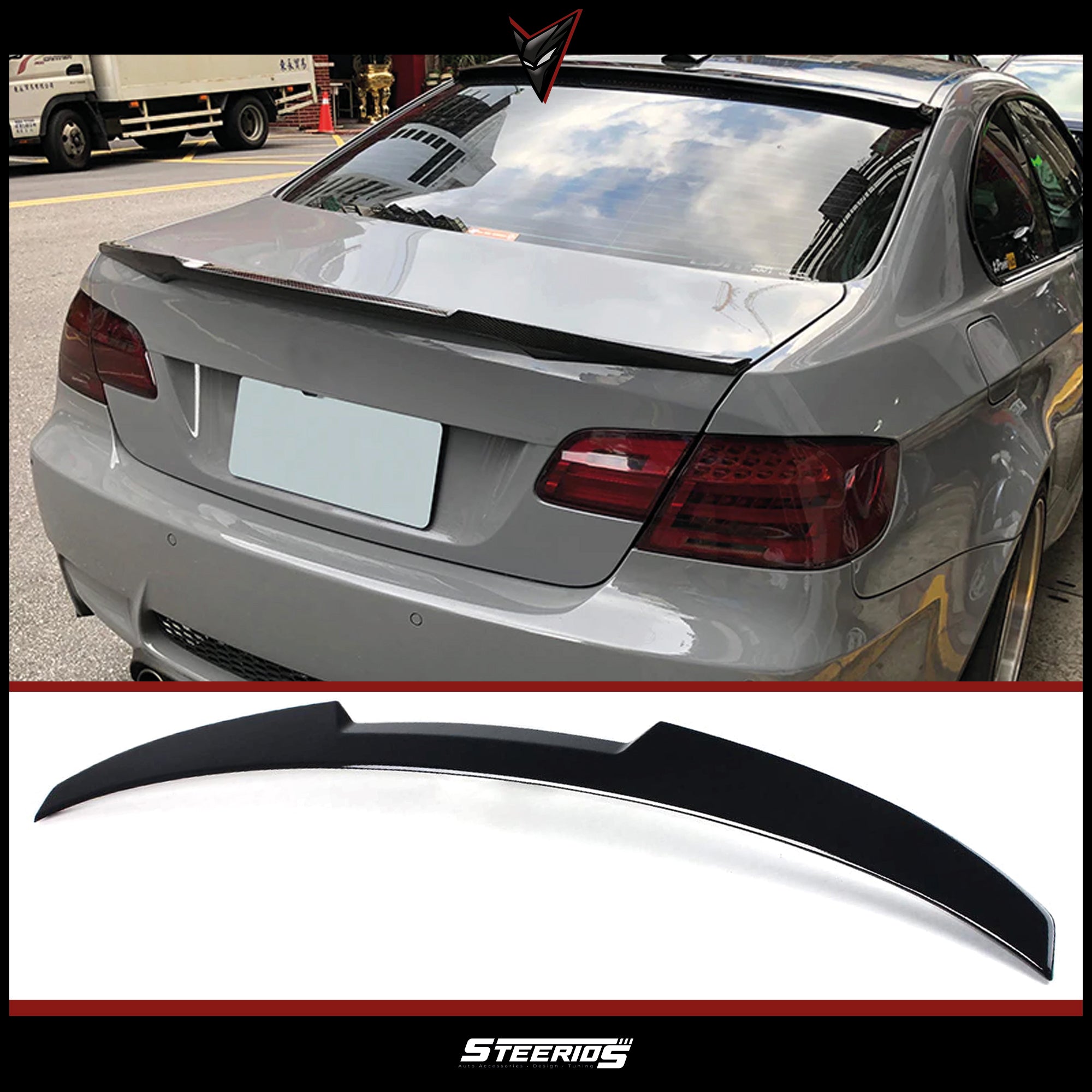 Rear Spoiler For BMW 3 Series E92 Coupe M3 2006-2013 M4 Style Piano Black ABS Plastic