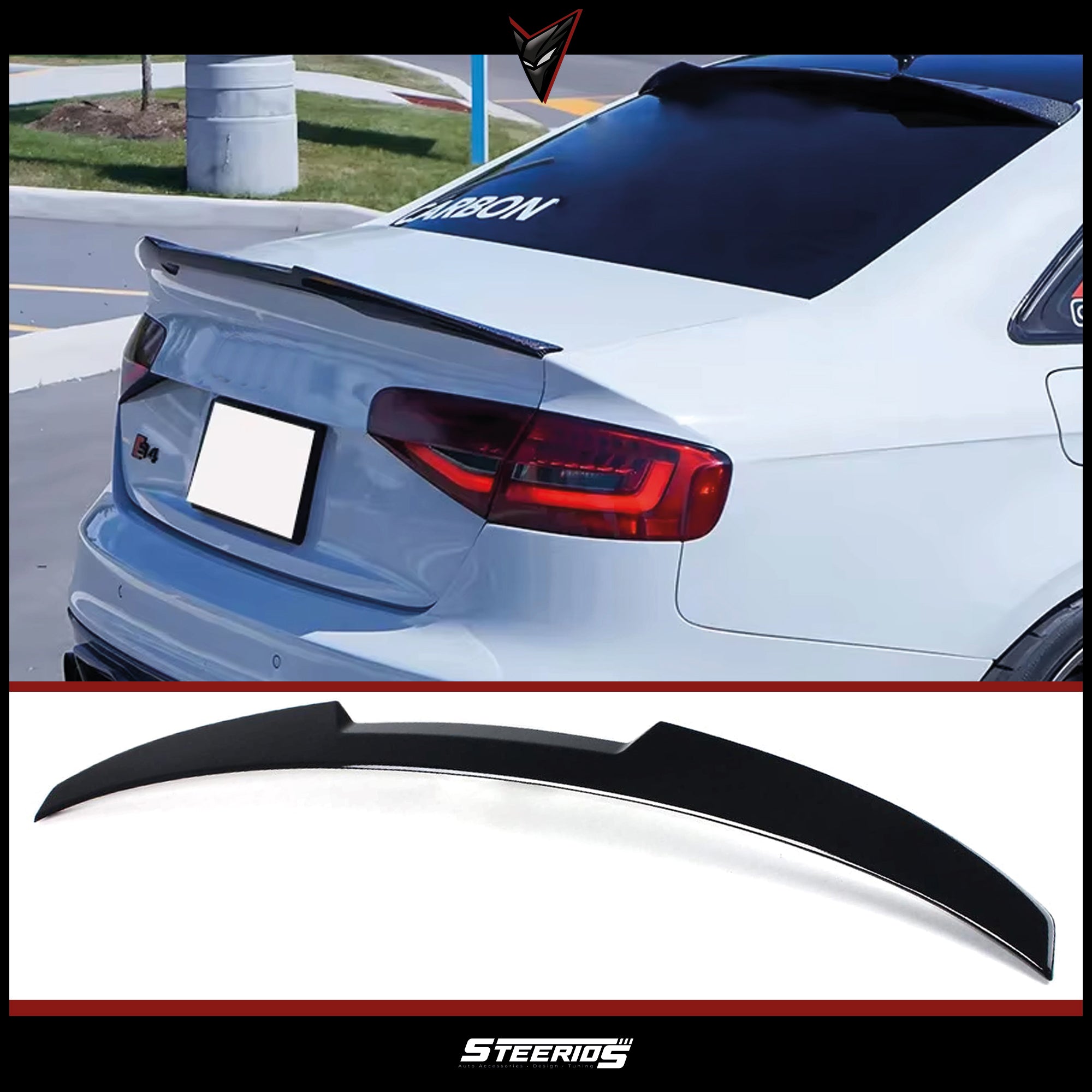Rear Spoiler For Audi A4 B8 M4 Style 2009-2012 Piano Black ABS Plastic