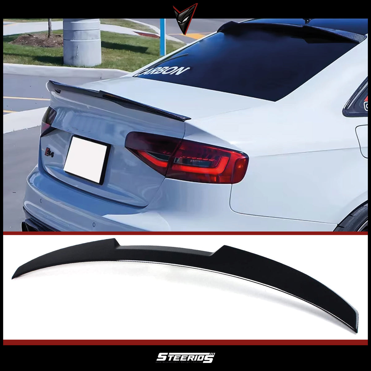 Rear Spoiler For Audi A4 B8 M4 Style 2009-2012 Piano Black ABS Plastic