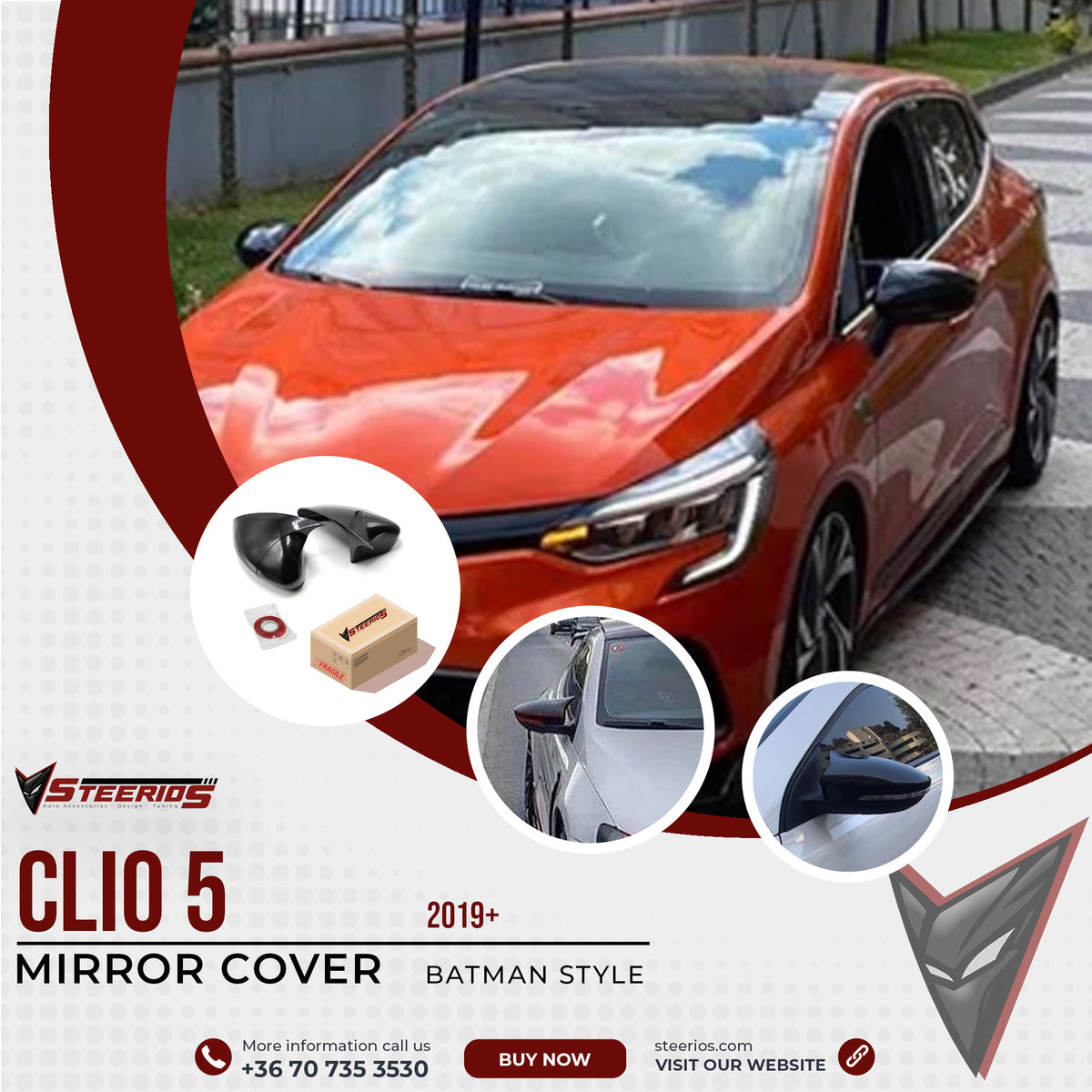 Mirror Cover for Renault Clio 5 MK5 2019+ Batman Model