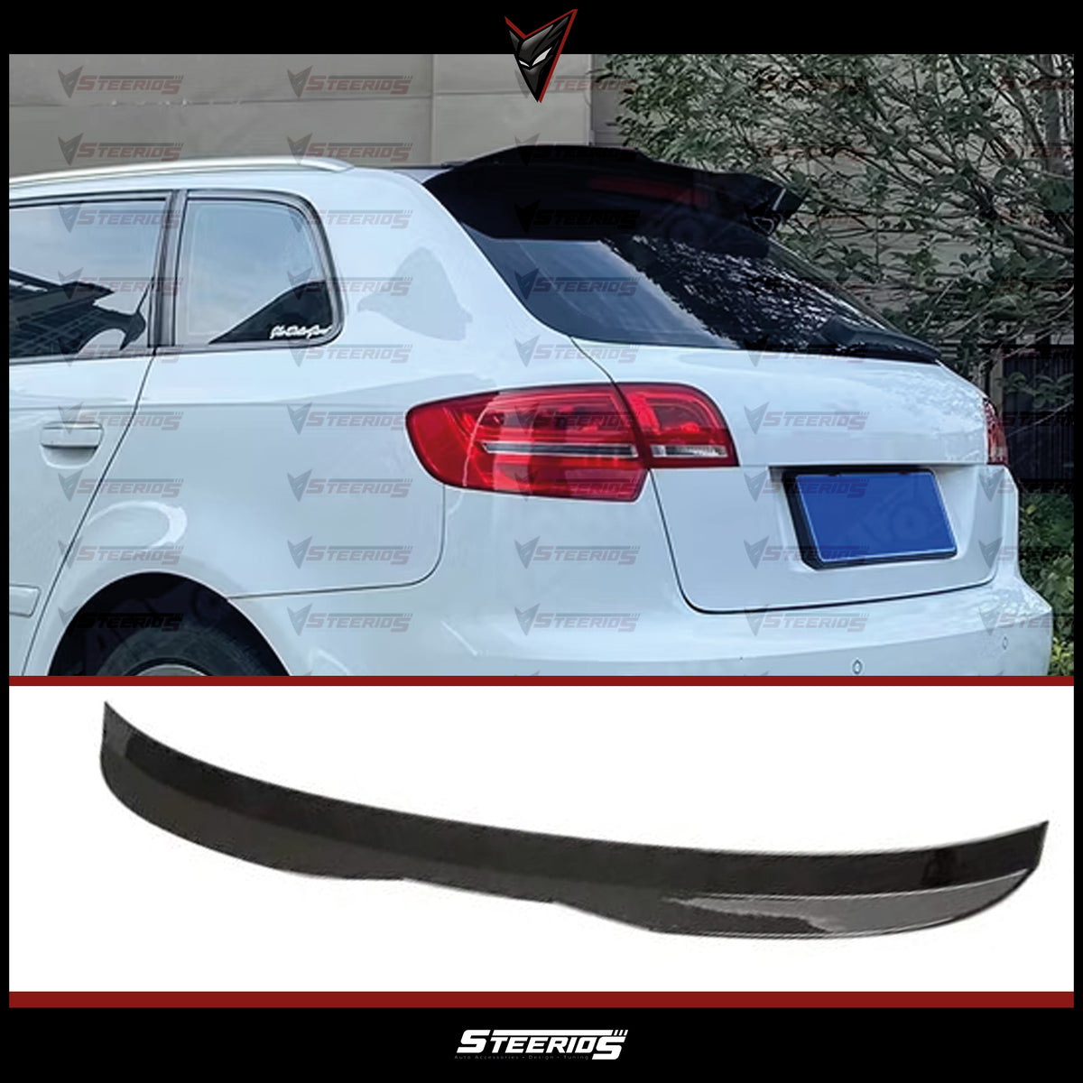Rear Spoiler For A3 8P 2010-2013 Hatchback MX Style Rear Spoiler Piano Black ABS Plastic