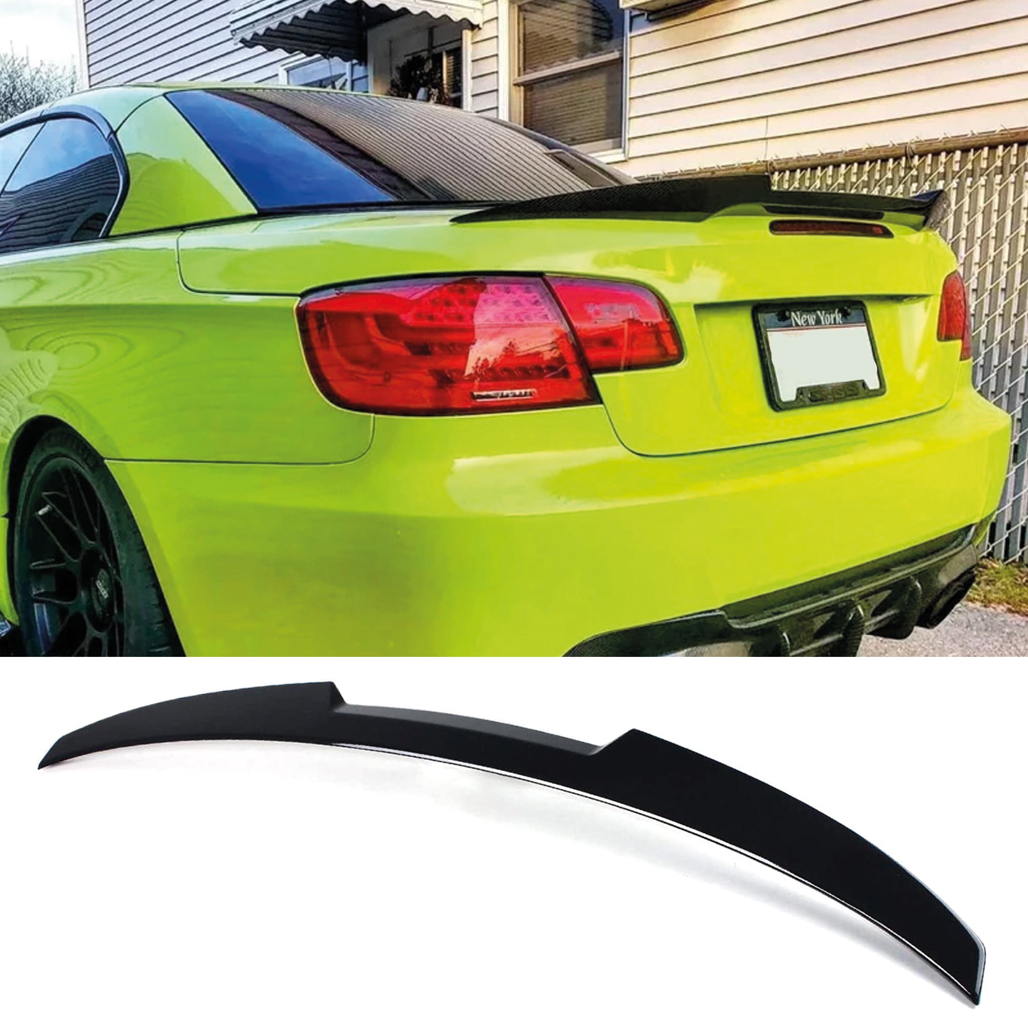 Rear Spoiler For BMW 3 Series E92 Coupe M3 2006-2013 M4 Style Piano Black ABS Plastic