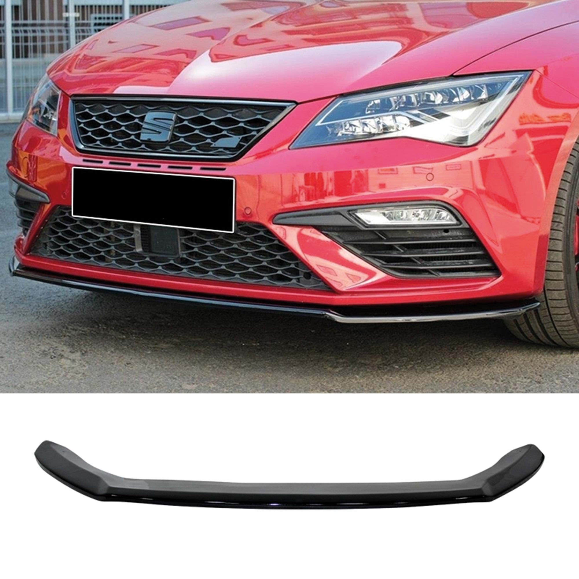 Front Bumper Lip Splitter for Seat Leon FR MK3.5 2017 - 2020, ABS Plastic Piano Black Vacuum Car Tuning Body Part Body Kit