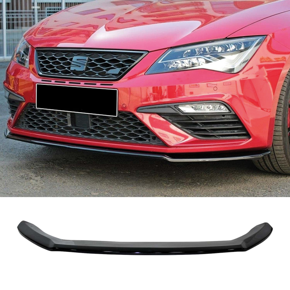 Front Bumper Lip Splitter for Seat Leon FR MK3.5 2017 - 2020, ABS Plastic Piano Black Vacuum Car Tuning Body Part Body Kit