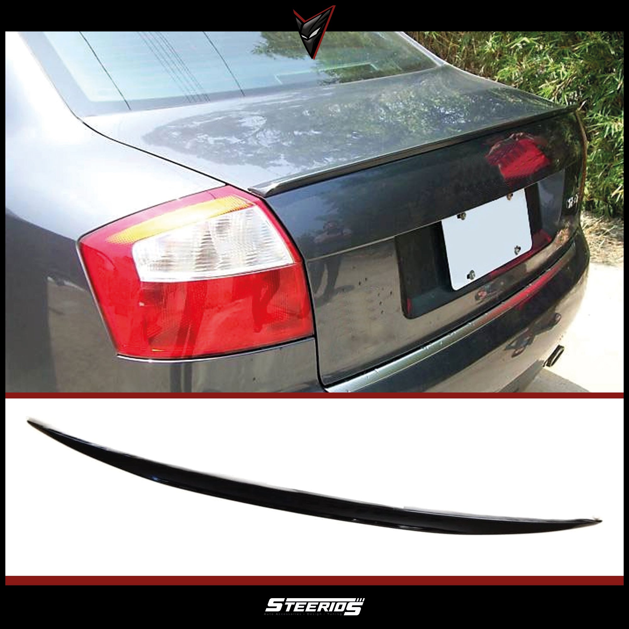 Rear Spoiler For Audi A4 B6 2001-2004 Piano Black ABS Plastic
