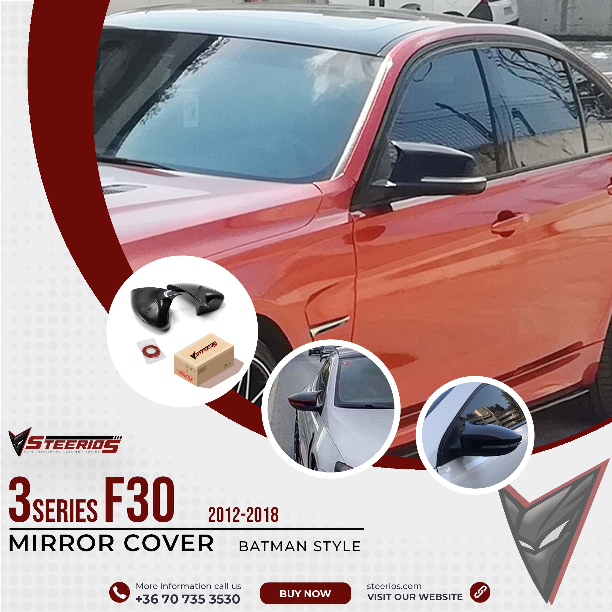 Mirror Cover for BMW F30 M3 2012-2018 with Clips/ no Clips Batman Model