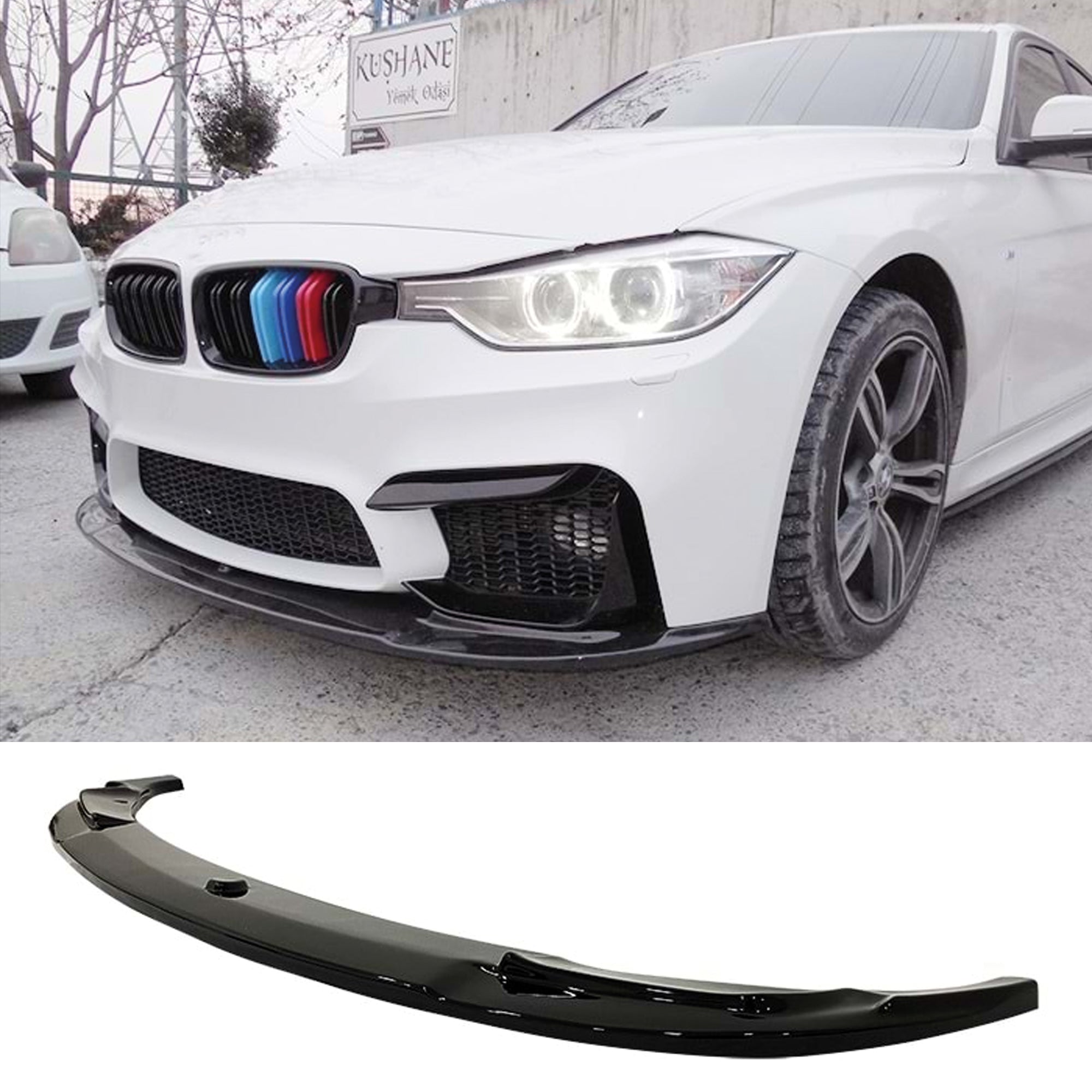 Front Bumper Lip Splitter for BMW 3 Series F30 / F31 M3 Conversion Bumper 2012-2018 328i 330i 335i 340i, ABS Plastic Piano Black Vacuum Car Tuning Body Part Body Kit