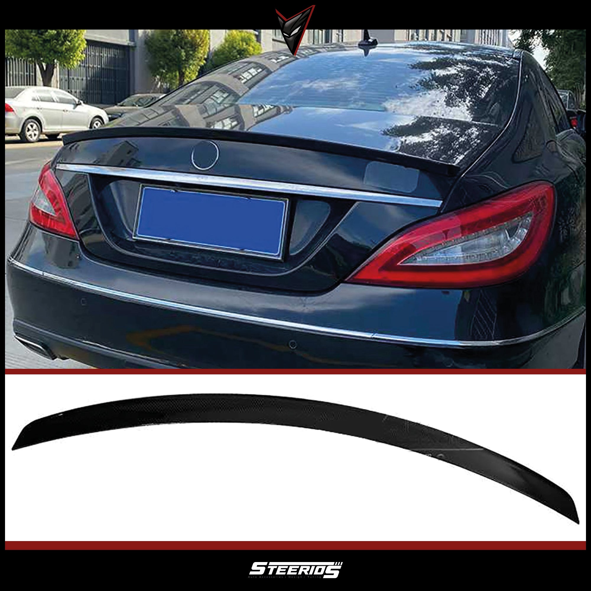 Rear Spoiler For Mercedes CLS W218 2012-2018 Trunk  Piano Black ABS Plastic