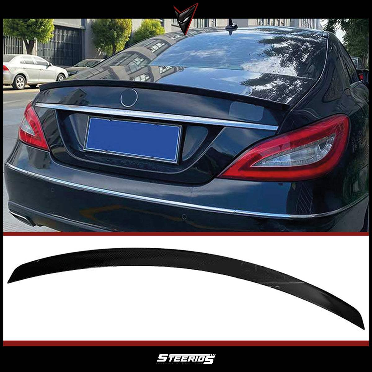 Rear Spoiler For Mercedes CLS W218 2012-2018 Trunk  Piano Black ABS Plastic