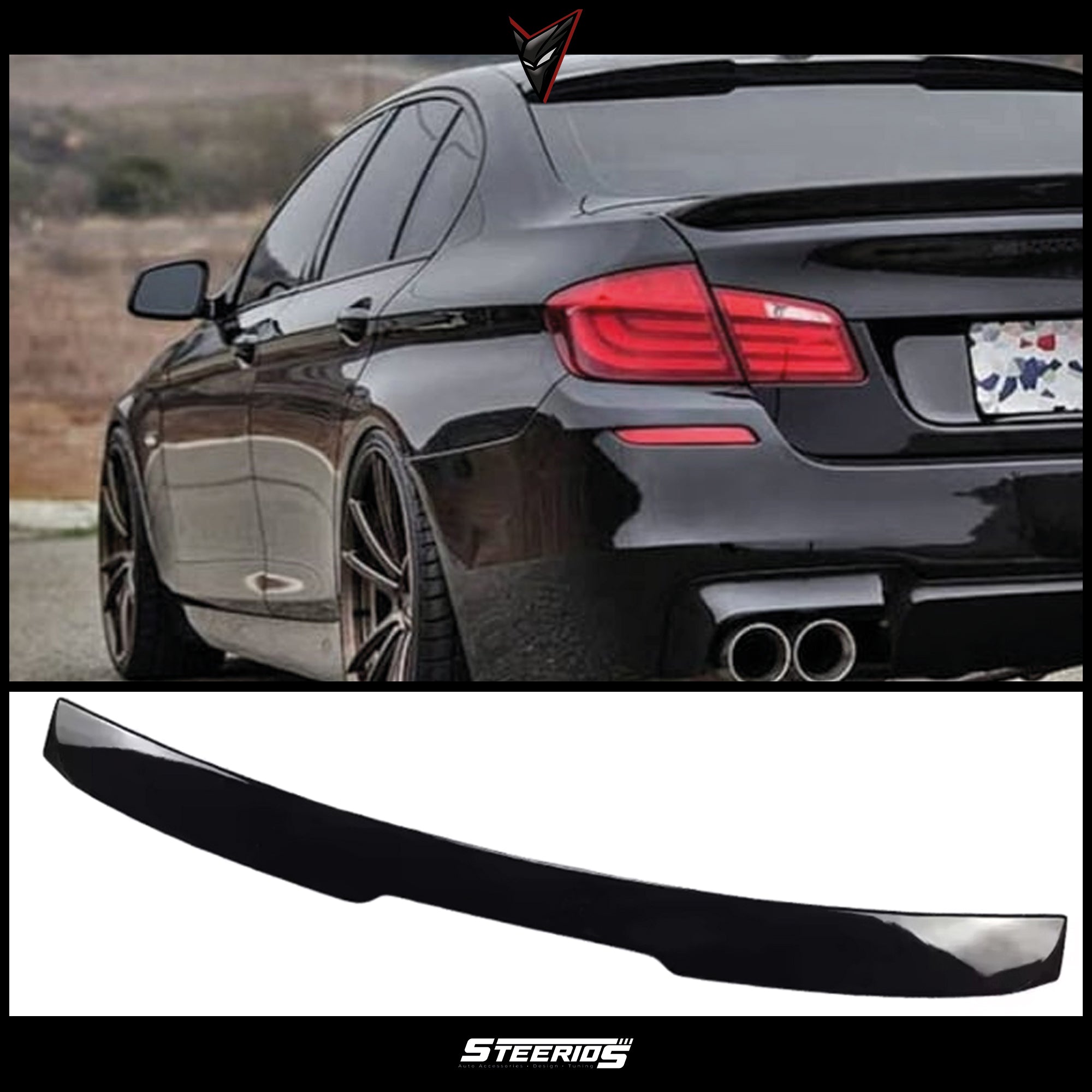 Roof Top Spoiler For BMW 5-Series F10 M4 Style 2010-2016 520i 535i 528i (Not compatible with E60) Piano Black ABS Plastic