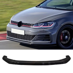 Front Bumper Lip Splitter for VW Volkswagen Golf MK7.5 FL GT.I 2017+, ABS Plastic Piano Black Vacuum Car Tuning Body Part Body Kit
