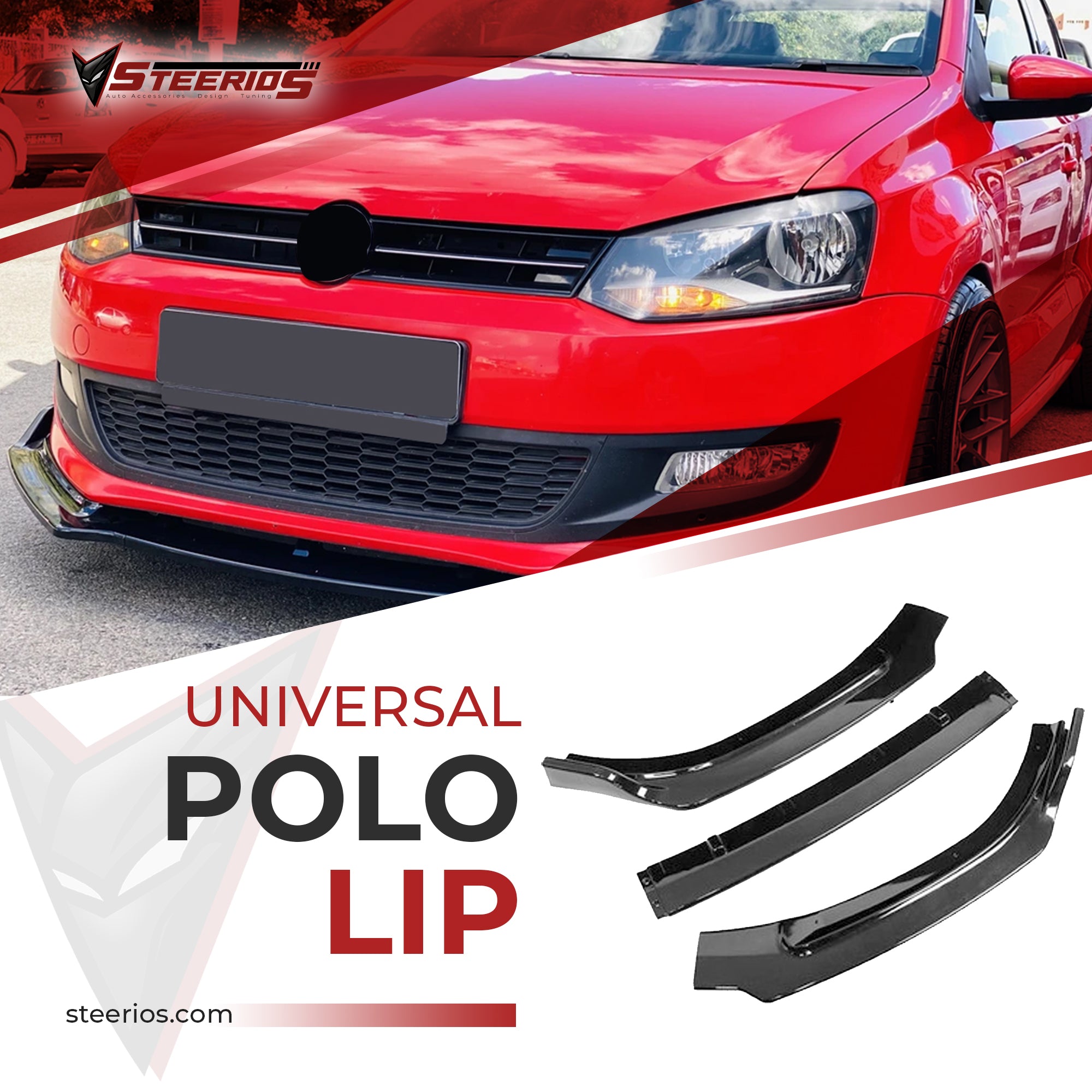 Universal Polo Model P-Type Front Bumper Lip Adjustable All Car