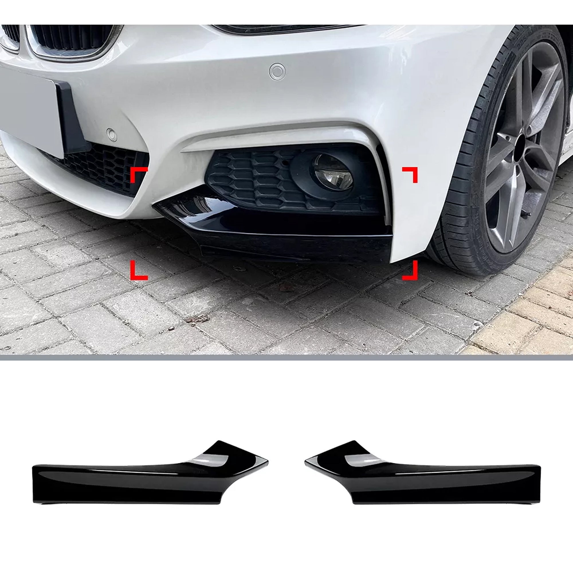 Front Bumper FLAP Wrap for BMW 2 Series F22 M Sport 2014-2019, 2pcs FLAP Canards Lip Splitter Corner Trim Cover Adjustable Tuning Body Part Body Kit