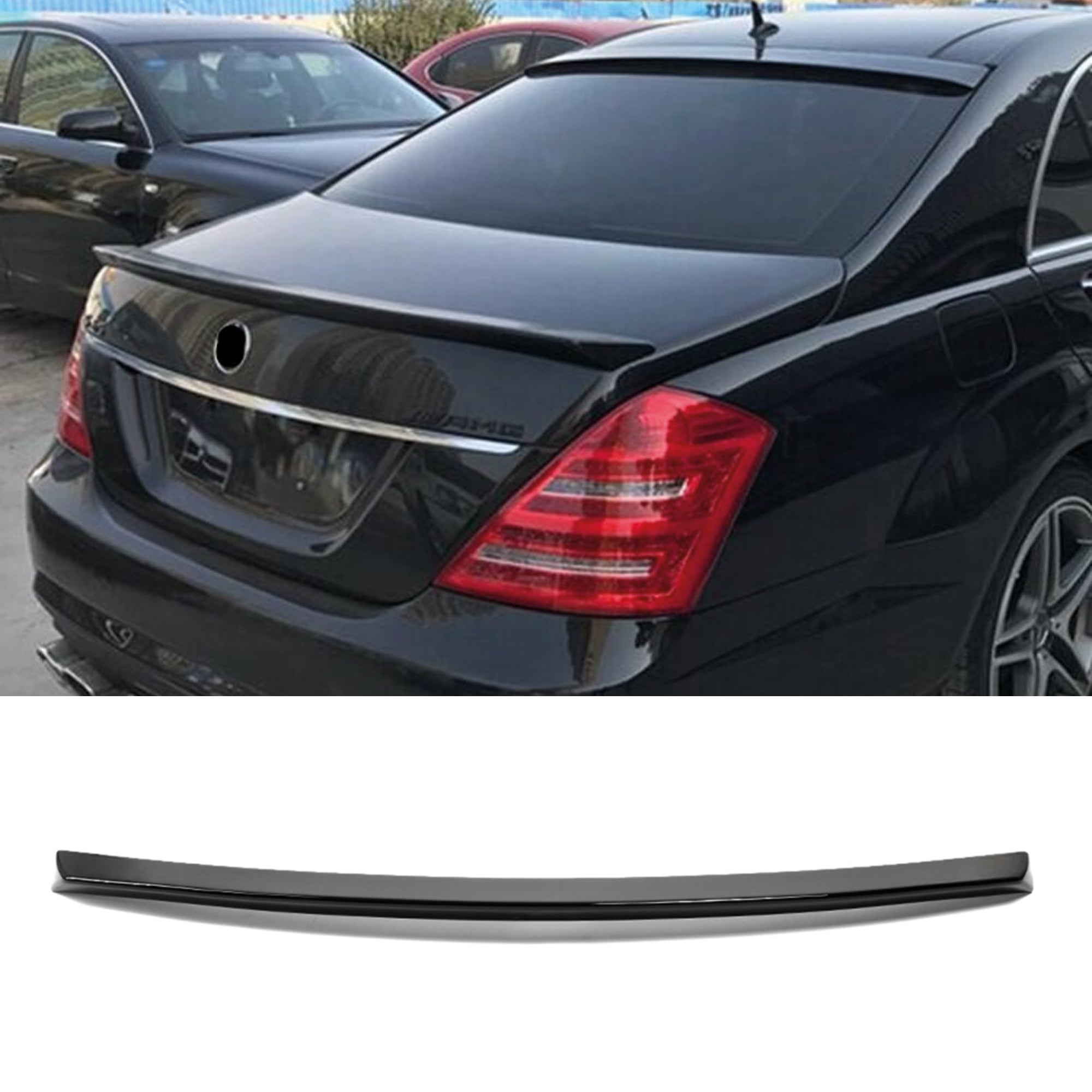 Rear Spoiler For Mercedes S-Class W221 2015-2013 Piano Black ABS Plastic