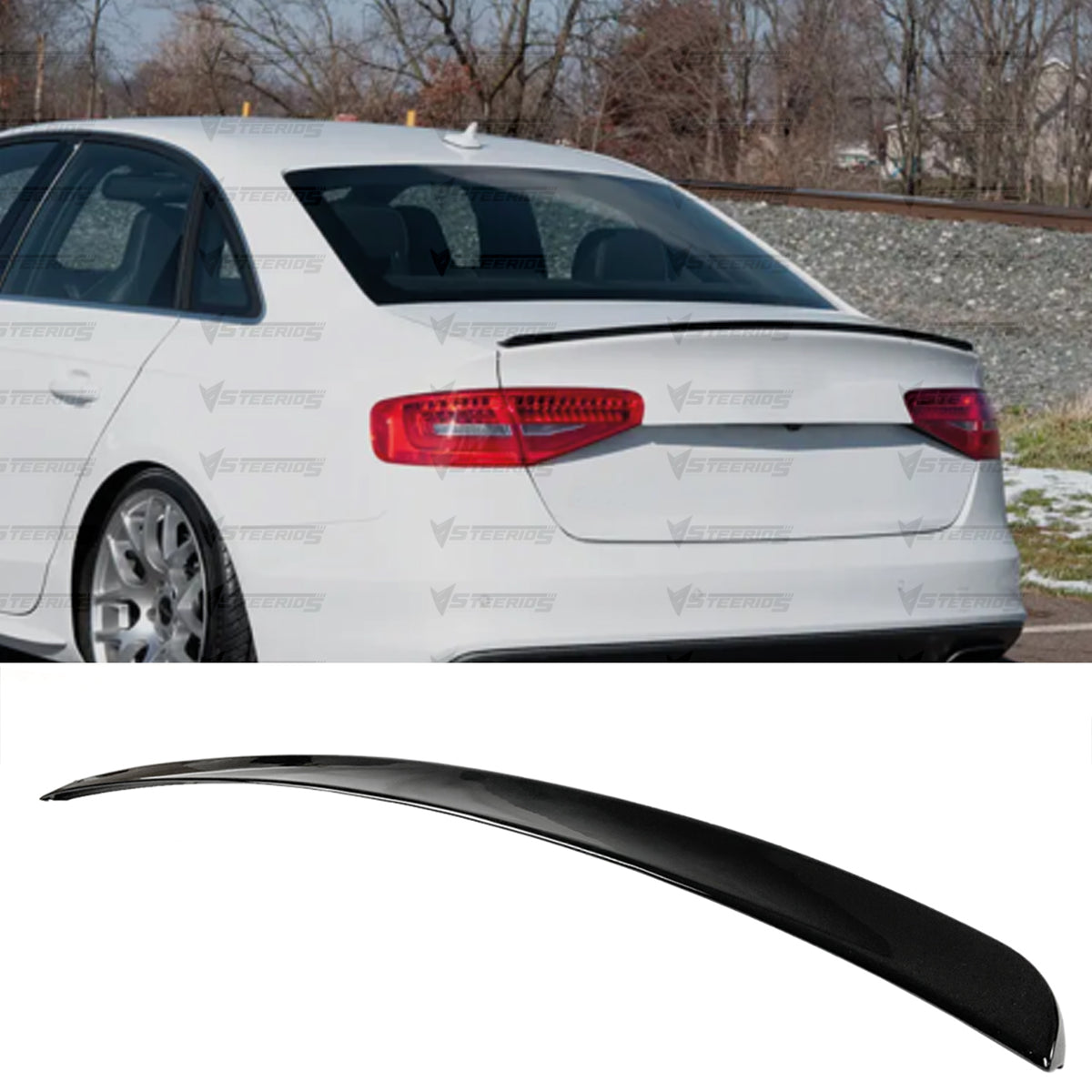Rear Trunk Spoiler For Audi A4 B8 FL S4 Style 2012-2016 Piano Black ABS Plastic